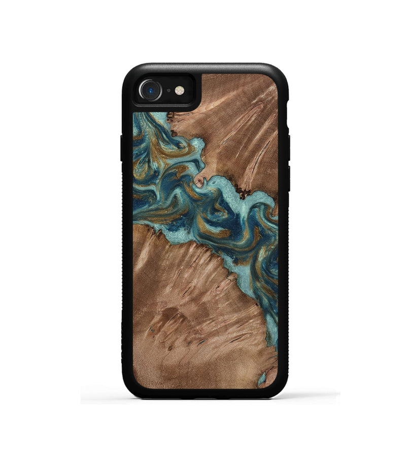 iPhone SE Wood Phone Case - Leander (Teal & Gold, 818485)