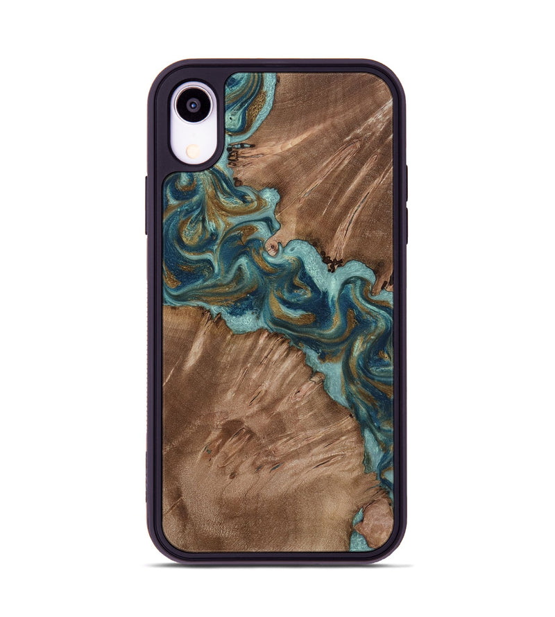 iPhone Xr Wood Phone Case - Leander (Teal & Gold, 818485)