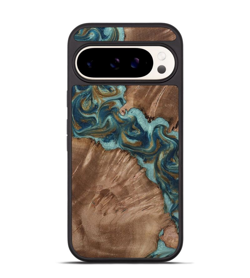 Pixel 9 Wood Phone Case - Leander (Teal & Gold, 818485)