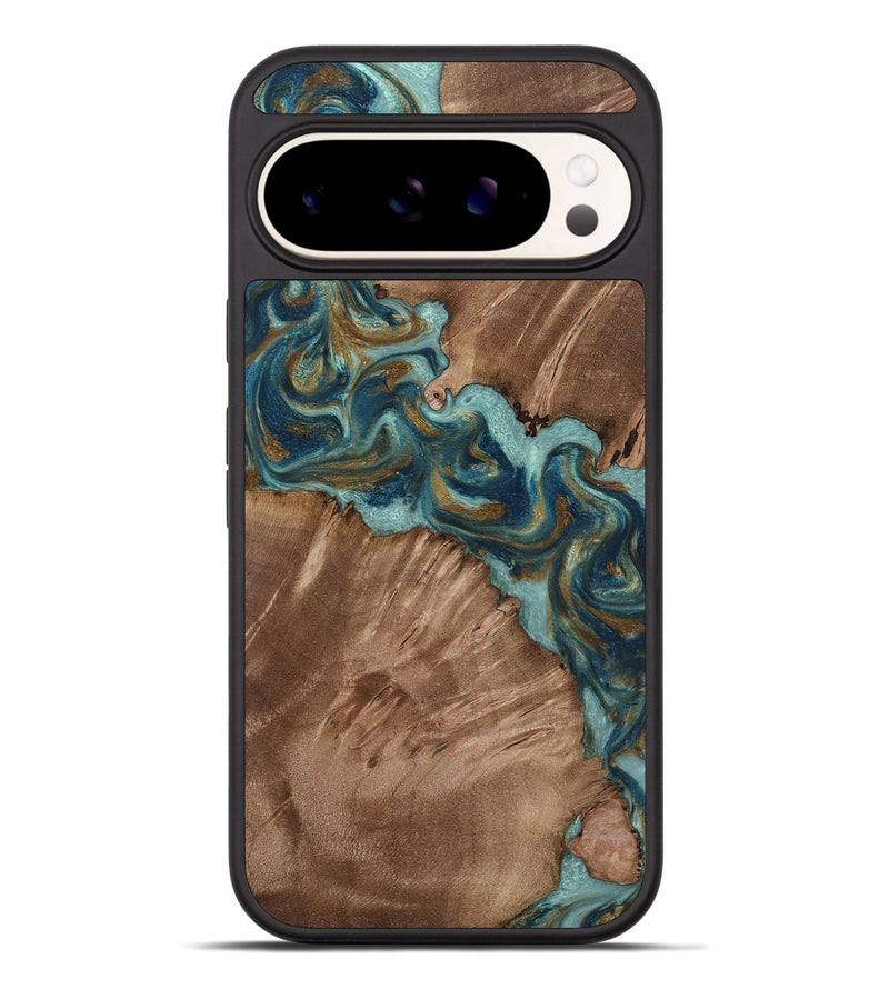 Pixel 9 Pro XL Wood Phone Case - Leander (Teal & Gold, 818485)