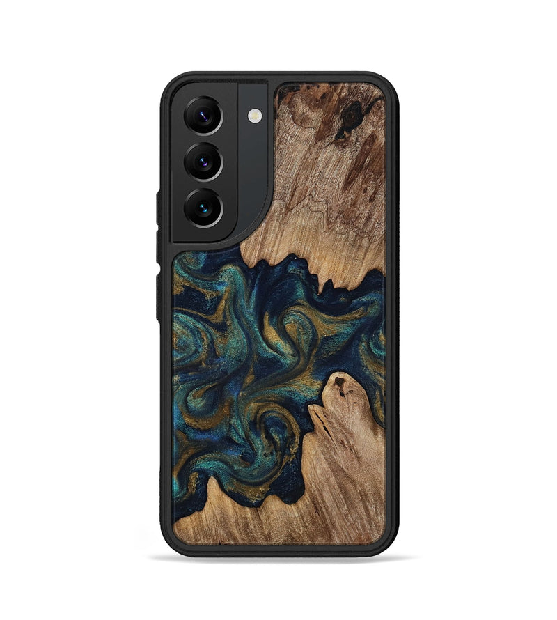Galaxy S22 Wood Phone Case - Brea (Teal & Gold, 818486)