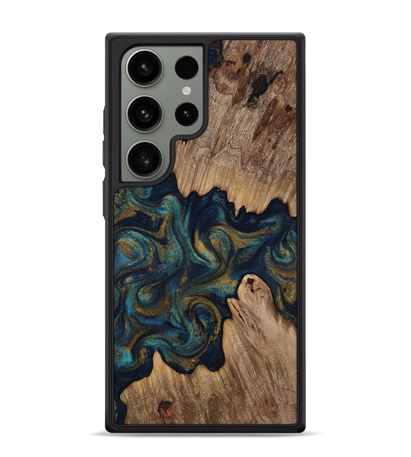 Galaxy S24 Ultra Wood Phone Case - Brea (Teal & Gold, 818486)