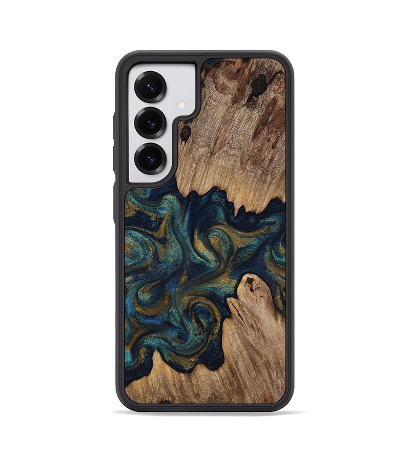 Galaxy S25 Wood Phone Case - Brea (Teal & Gold, 818486)