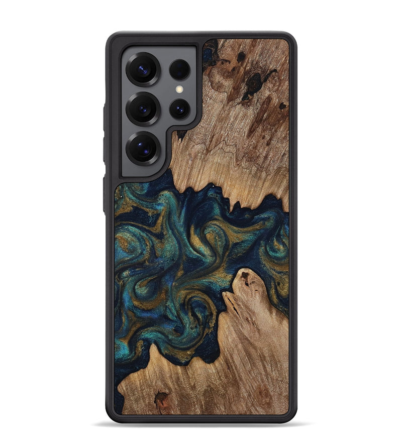 Galaxy S25 Ultra Wood Phone Case - Brea (Teal & Gold, 818486)