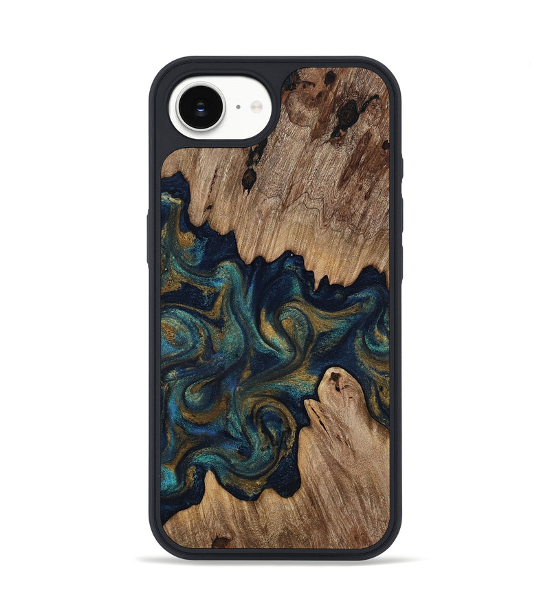 iPhone 17e Wood Phone Case - Brea (Teal & Gold, 818486)