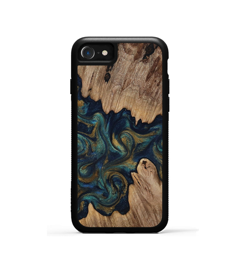 iPhone SE Wood Phone Case - Brea (Teal & Gold, 818486)