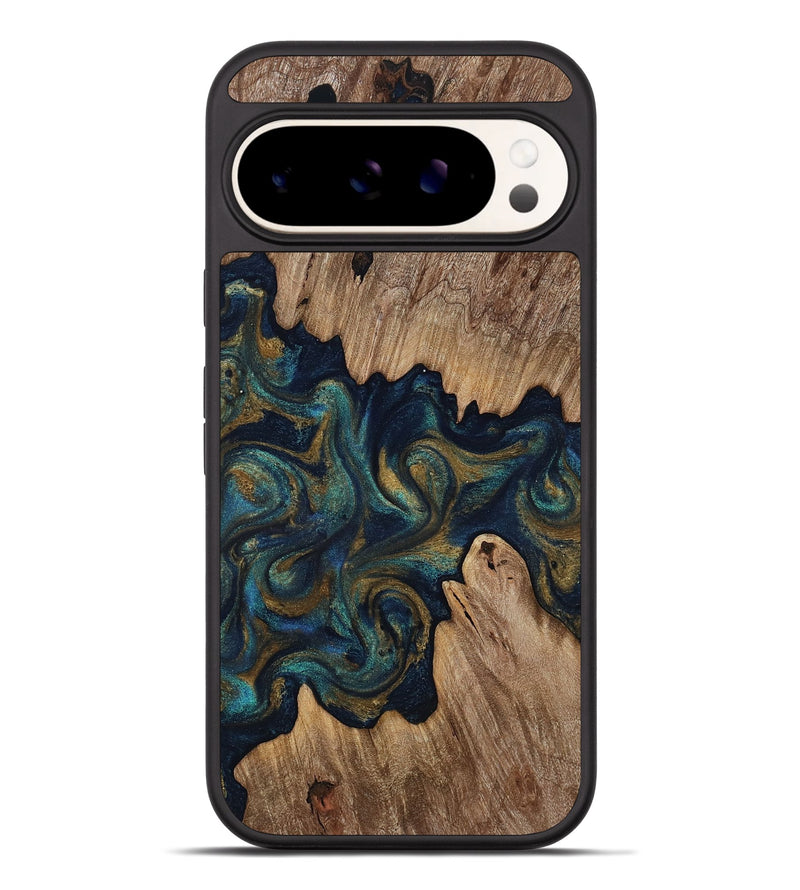 Pixel 9 Pro XL Wood Phone Case - Brea (Teal & Gold, 818486)