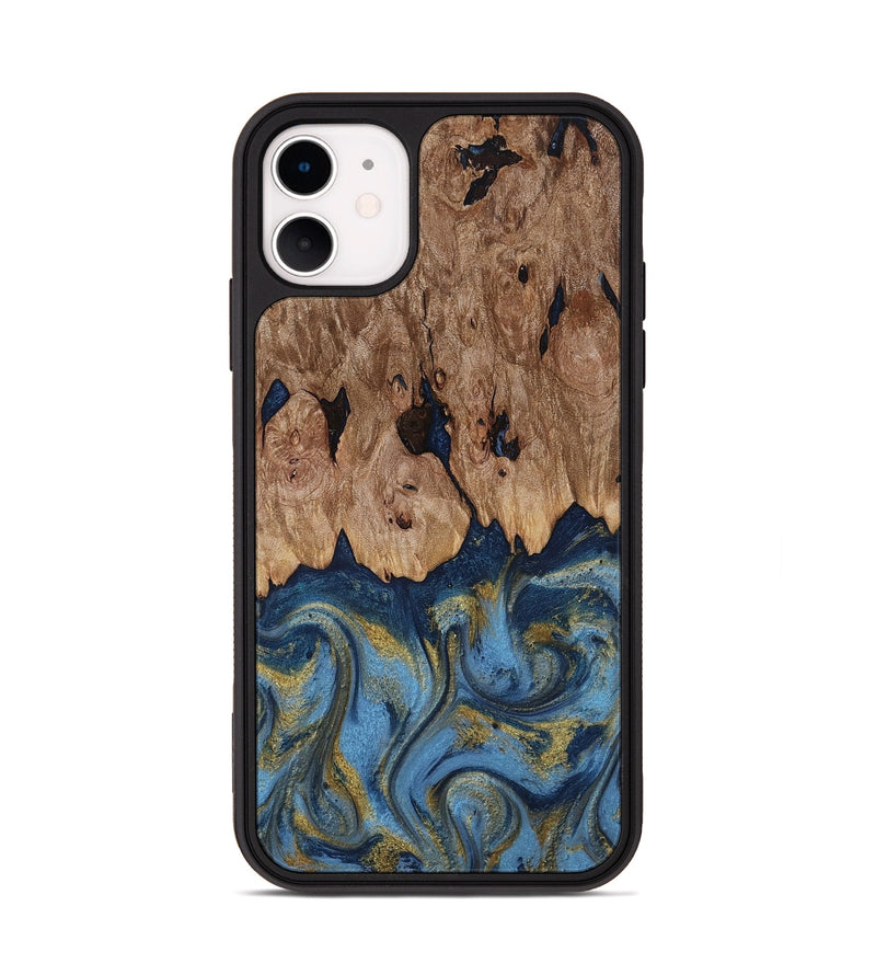 iPhone 11 Wood Phone Case - Zakai (Teal & Gold, 818487)