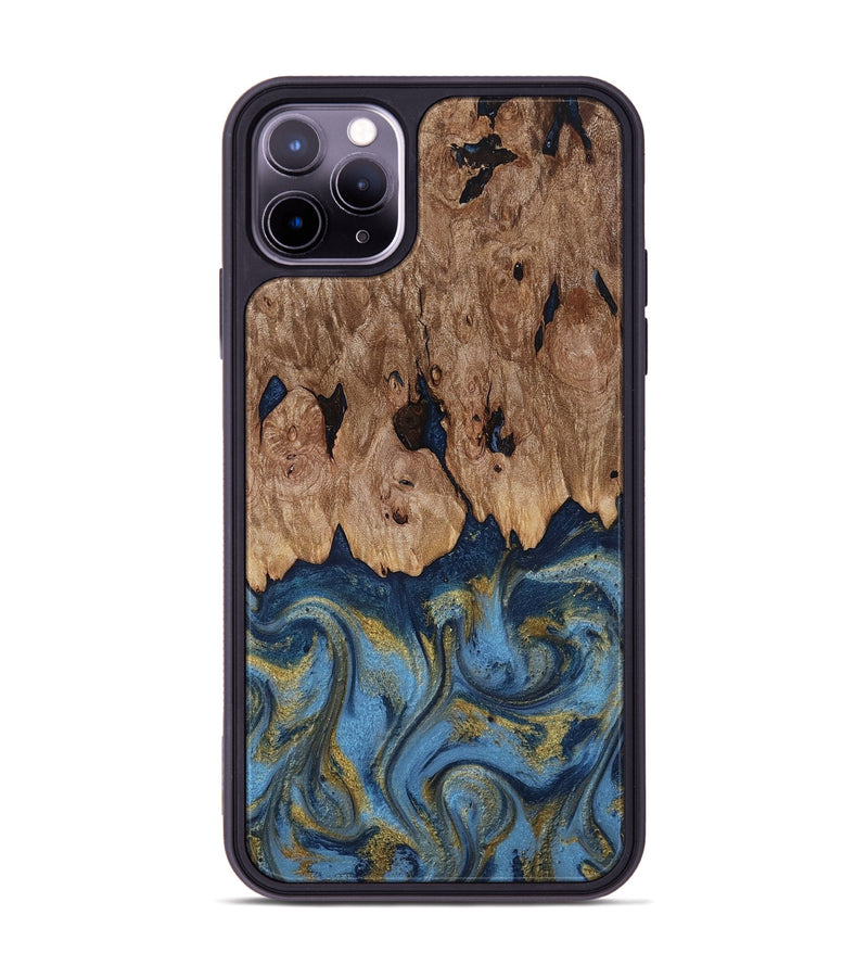 iPhone 11 Pro Max Wood Phone Case - Zakai (Teal & Gold, 818487)