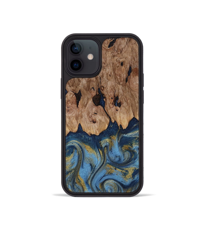 iPhone 12 mini Wood Phone Case - Zakai (Teal & Gold, 818487)