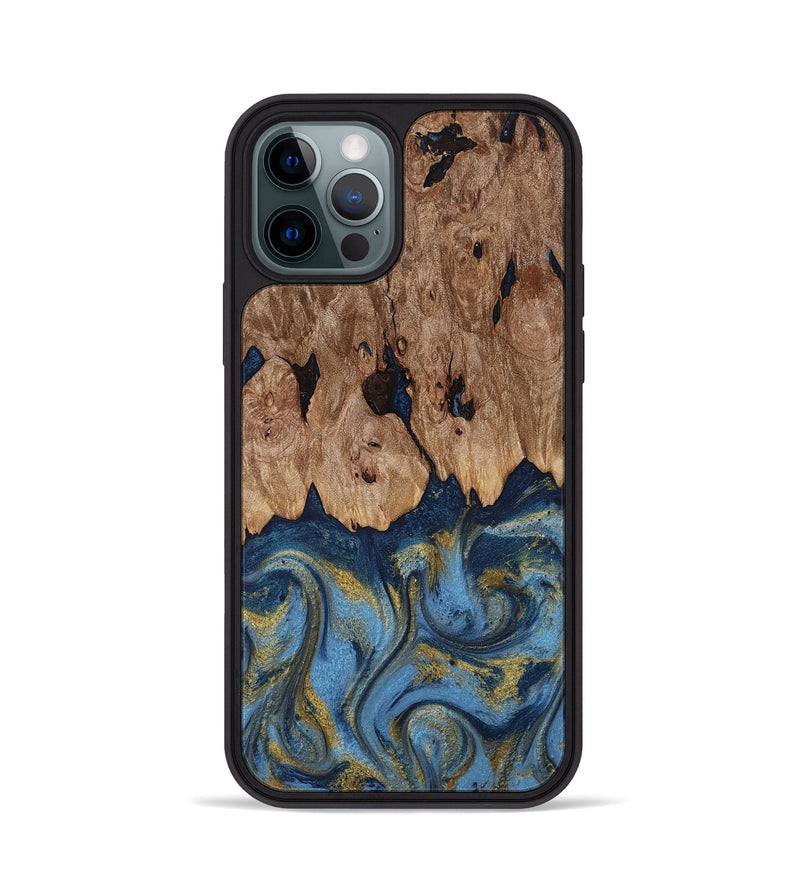 iPhone 12 Pro Wood Phone Case - Zakai (Teal & Gold, 818487)