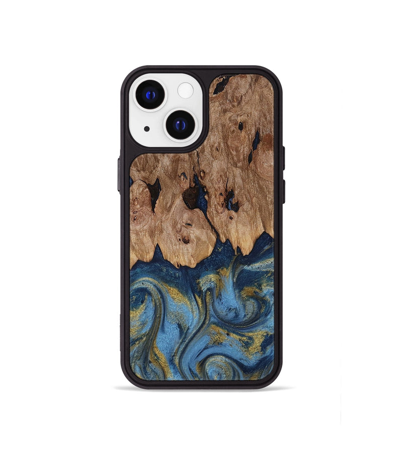 iPhone 13 mini Wood Phone Case - Zakai (Teal & Gold, 818487)
