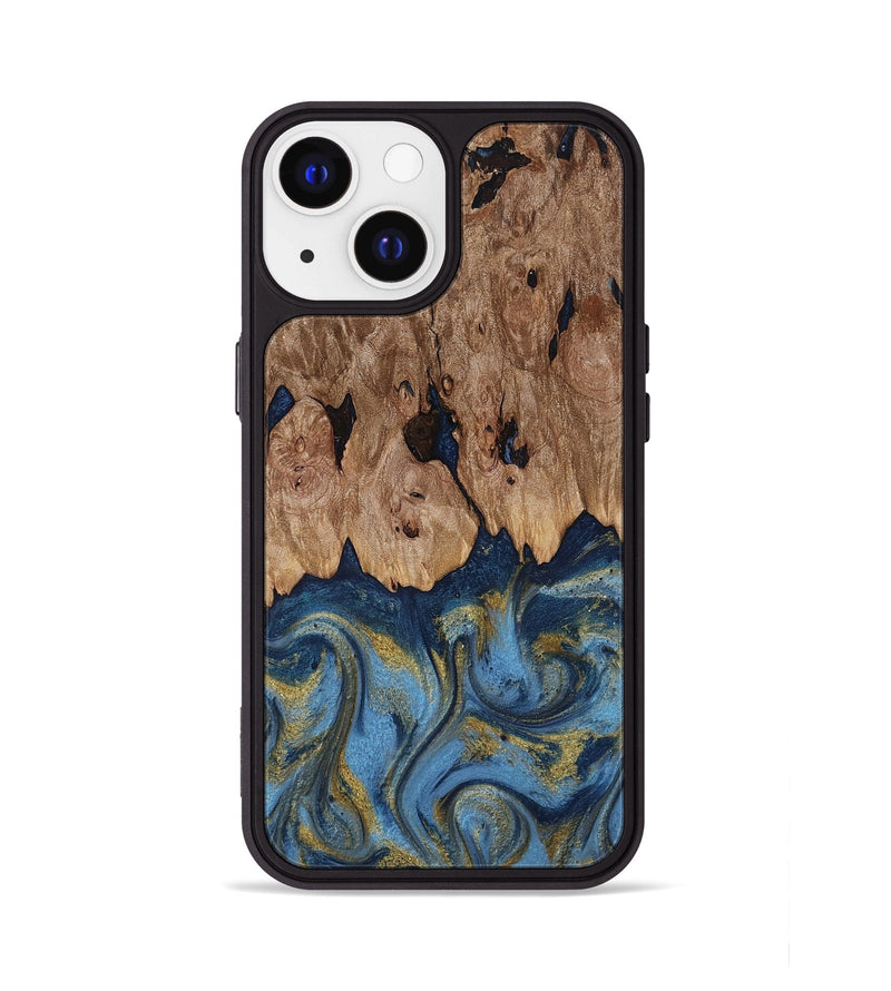 iPhone 13 Wood Phone Case - Zakai (Teal & Gold, 818487)