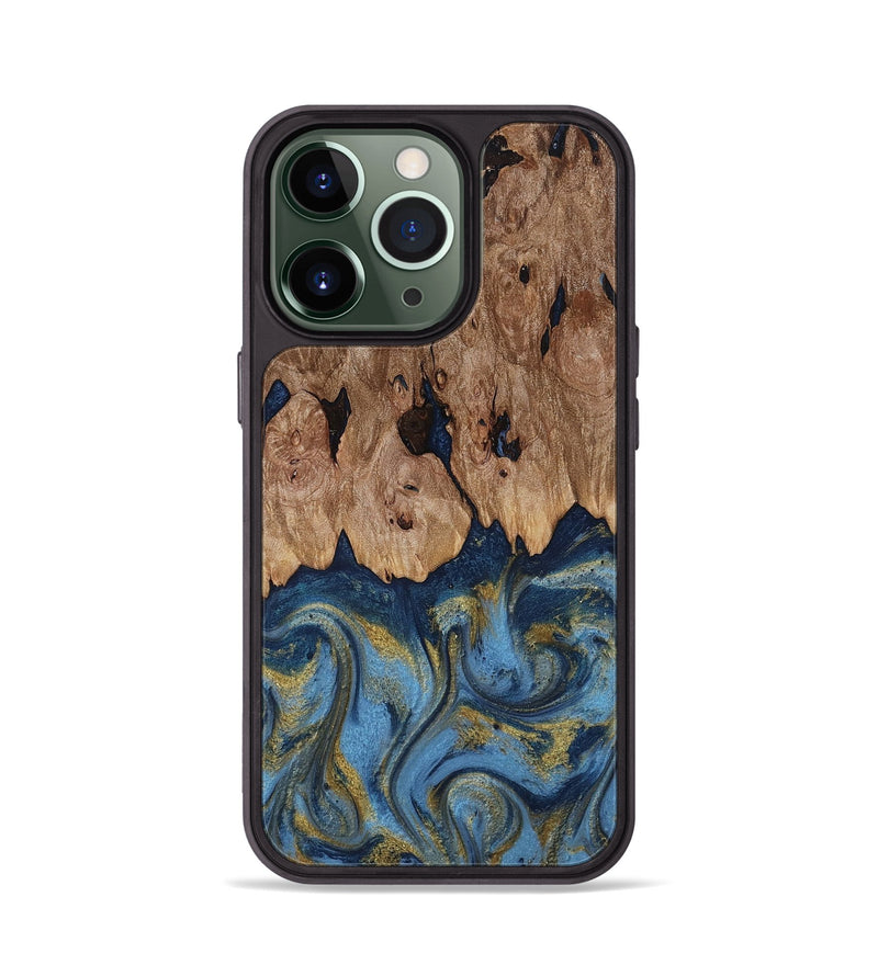 iPhone 13 Pro Wood Phone Case - Zakai (Teal & Gold, 818487)