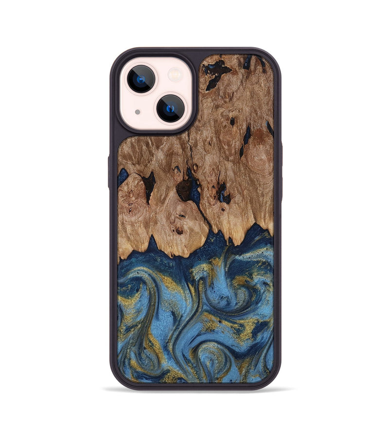 iPhone 14 Wood Phone Case - Zakai (Teal & Gold, 818487)