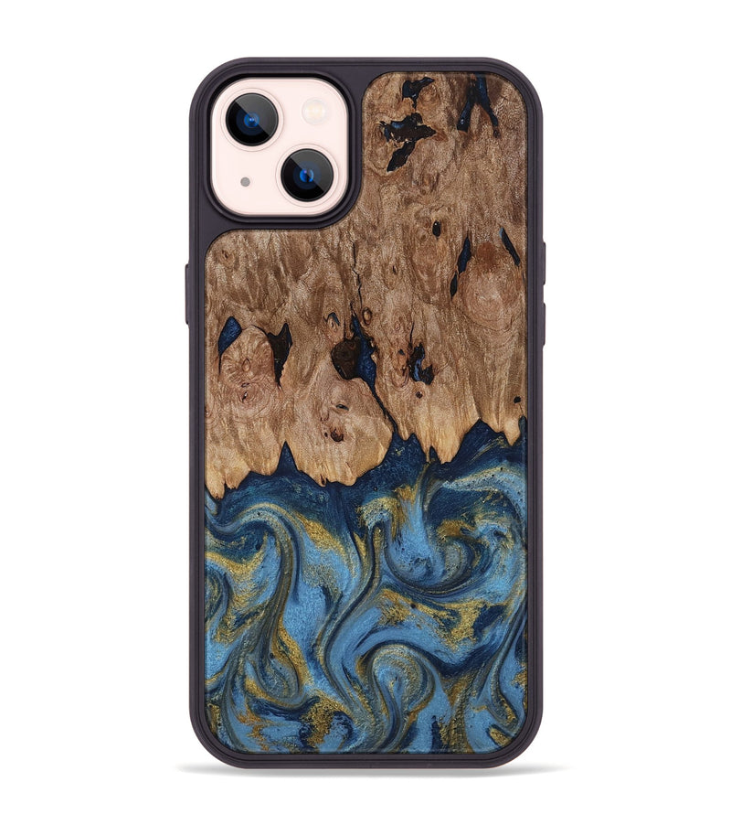 iPhone 14 Plus Wood Phone Case - Zakai (Teal & Gold, 818487)