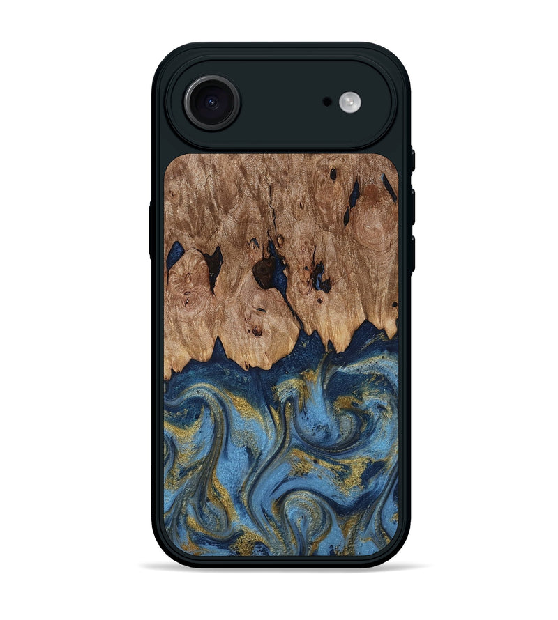 iPhone 17 Air Wood Phone Case - Zakai (Teal & Gold, 818487)