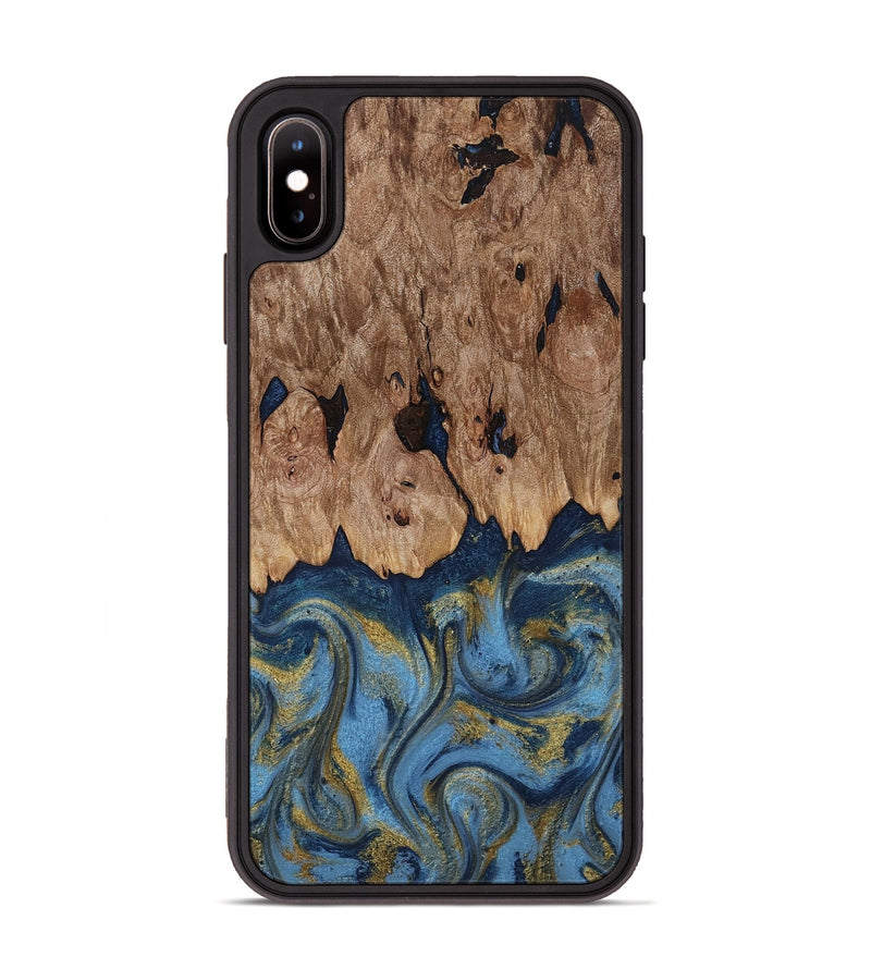 iPhone Xs Max Wood Phone Case - Zakai (Teal & Gold, 818487)