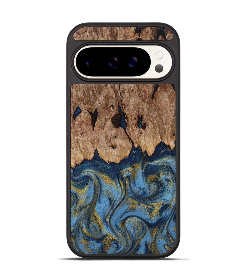 Pixel 9 Wood Phone Case - Zakai (Teal & Gold, 818487)