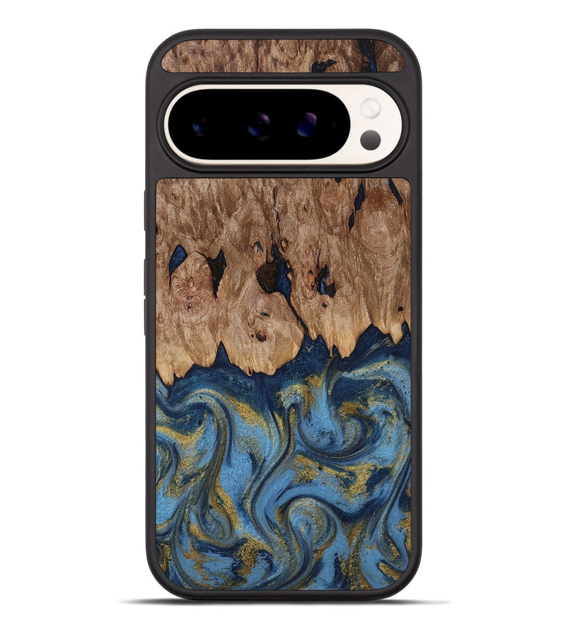 Pixel 9 Pro XL Wood Phone Case - Zakai (Teal & Gold, 818487)