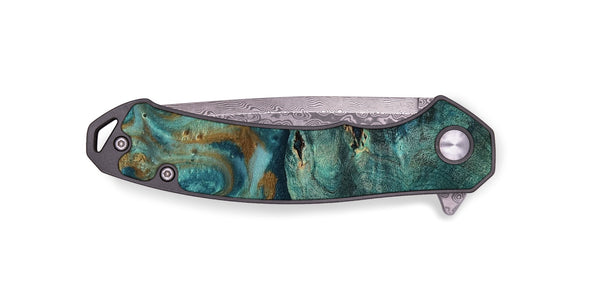 EDC Wood Pocket Knife - Darrin (Teal & Gold, 818488)