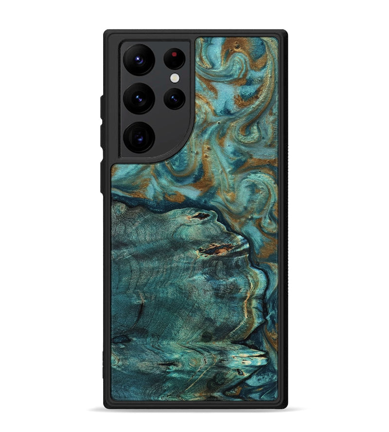 Galaxy S22 Ultra Wood Phone Case - Darrin (Teal & Gold, 818488)