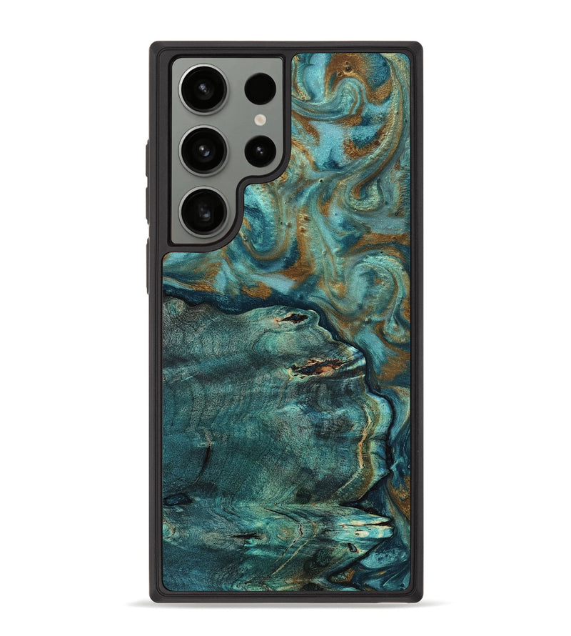Galaxy S23 Ultra Wood Phone Case - Darrin (Teal & Gold, 818488)
