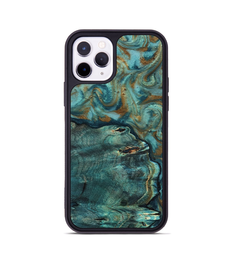 iPhone 11 Pro Wood Phone Case - Darrin (Teal & Gold, 818488)
