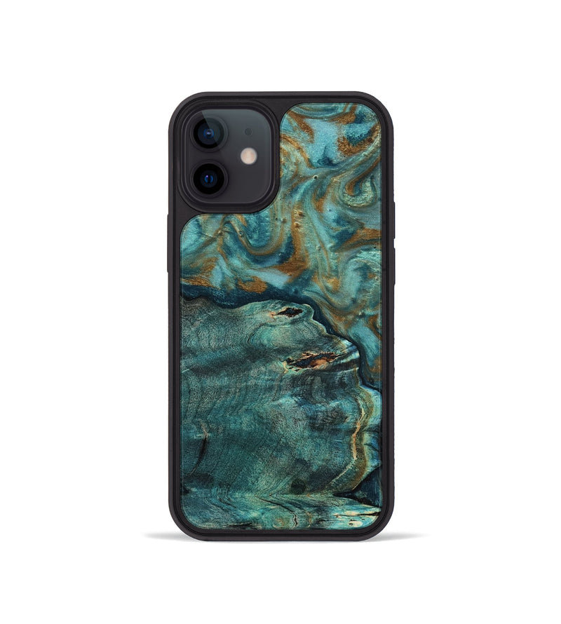 iPhone 12 mini Wood Phone Case - Darrin (Teal & Gold, 818488)