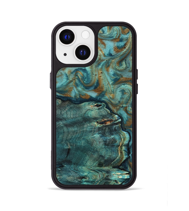 iPhone 13 Wood Phone Case - Darrin (Teal & Gold, 818488)