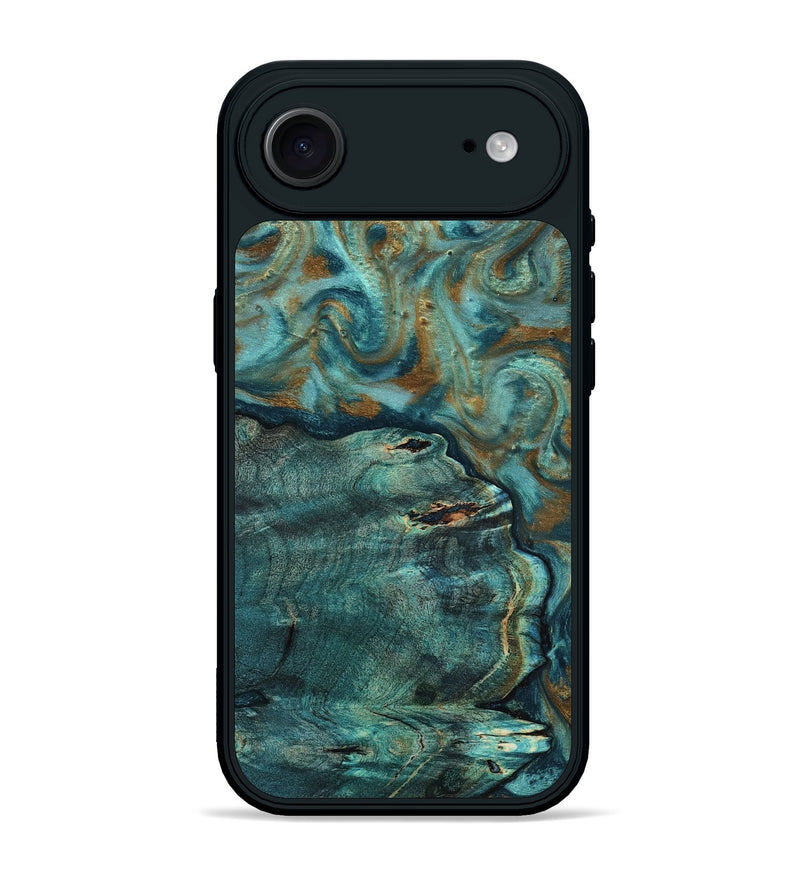 iPhone 17 Air Wood Phone Case - Darrin (Teal & Gold, 818488)