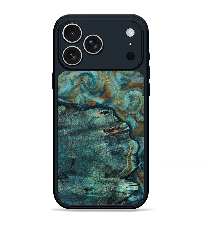 iPhone 17 Pro Max Wood Phone Case - Darrin (Teal & Gold, 818488)