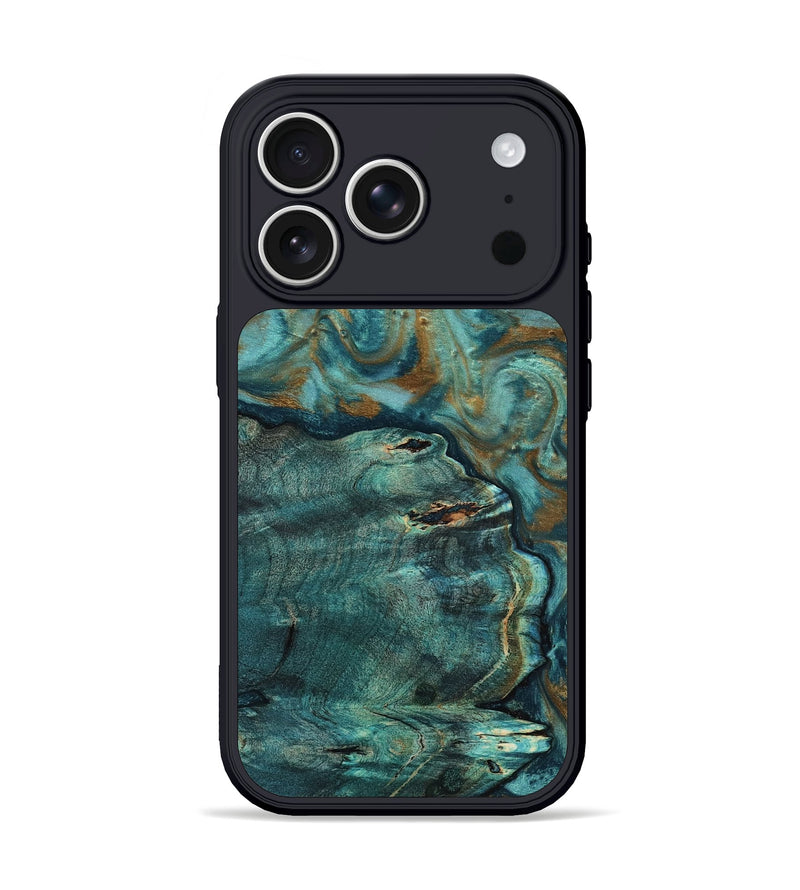 iPhone 17 Pro Wood Phone Case - Darrin (Teal & Gold, 818488)