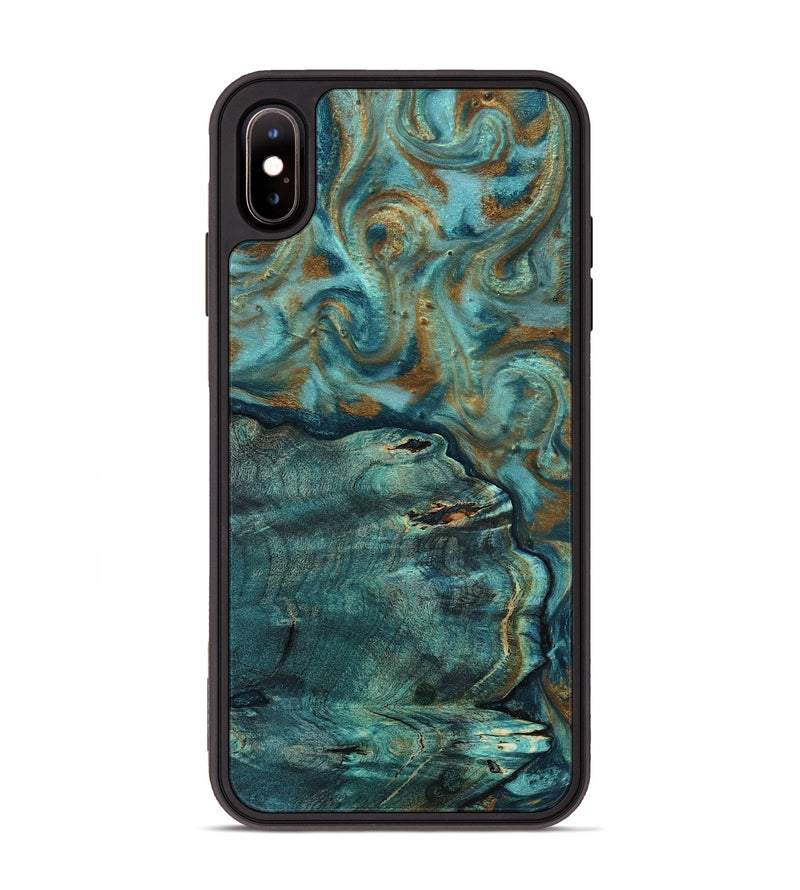 iPhone Xs Max Wood Phone Case - Darrin (Teal & Gold, 818488)