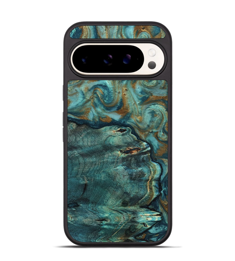 Pixel 9 Pro Wood Phone Case - Darrin (Teal & Gold, 818488)