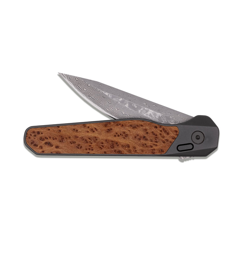 EDC Dark Damascus Wood Pocket Knife - Dirk (Wood Burl, 818492)
