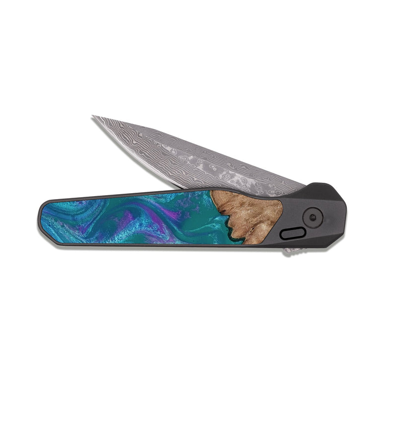 EDC Dark Damascus Wood Pocket Knife - Larissa (Purple, 818501)