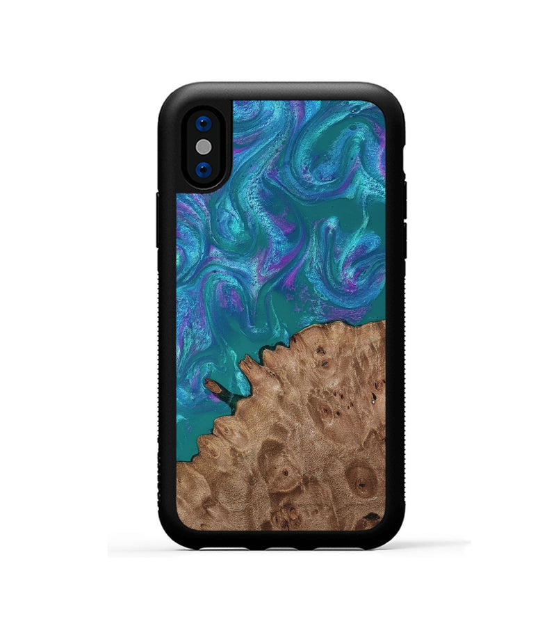 iPhone Xs Wood Phone Case - Larissa (Purple, 818501)