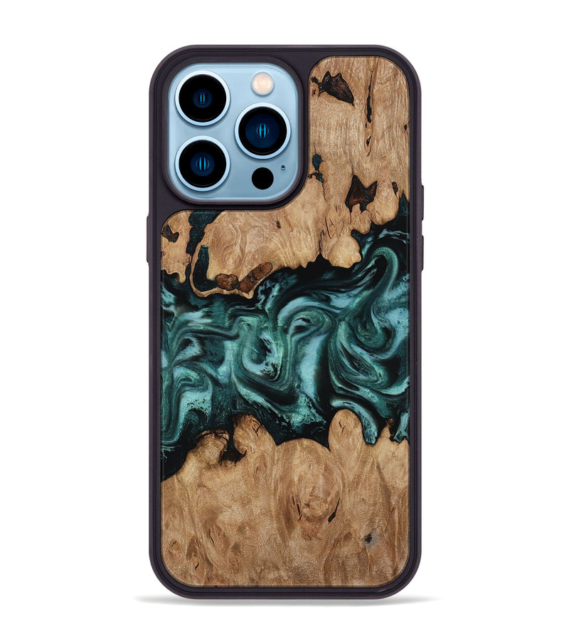 iPhone 14 Pro Max Wood Phone Case - Noel (Green, 818502)