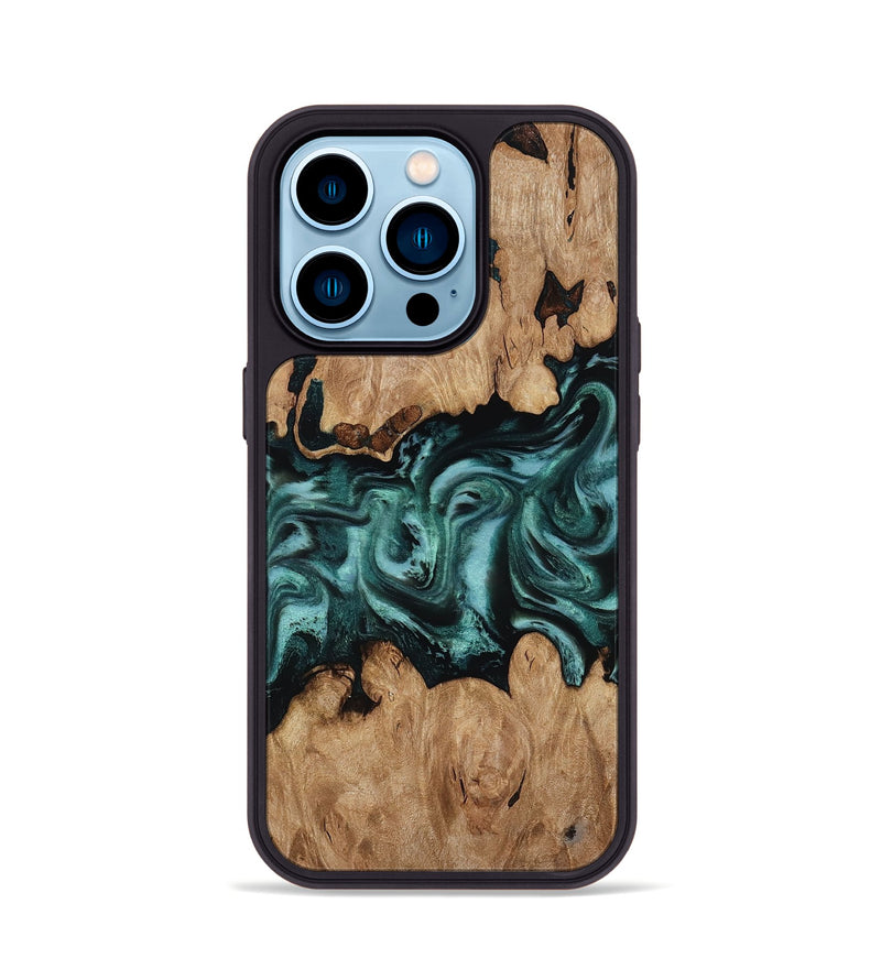 iPhone 14 Pro Wood Phone Case - Noel (Green, 818502)
