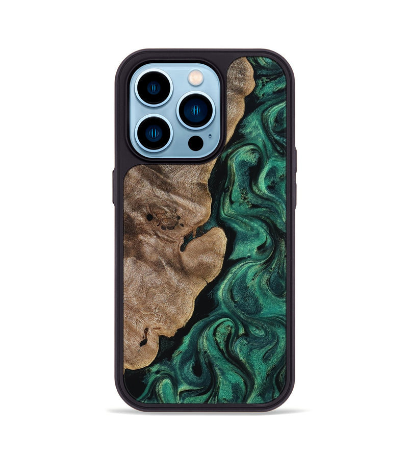 iPhone 14 Pro Wood Phone Case - Dina (Green, 818504)