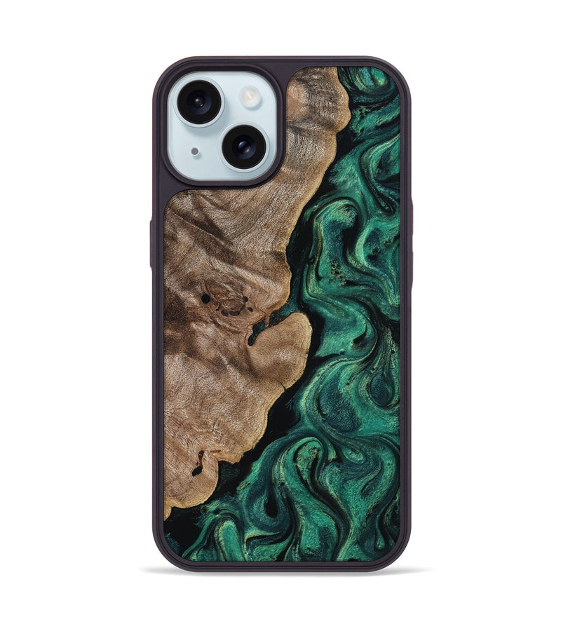 iPhone 15 Wood Phone Case - Dina (Green, 818504)