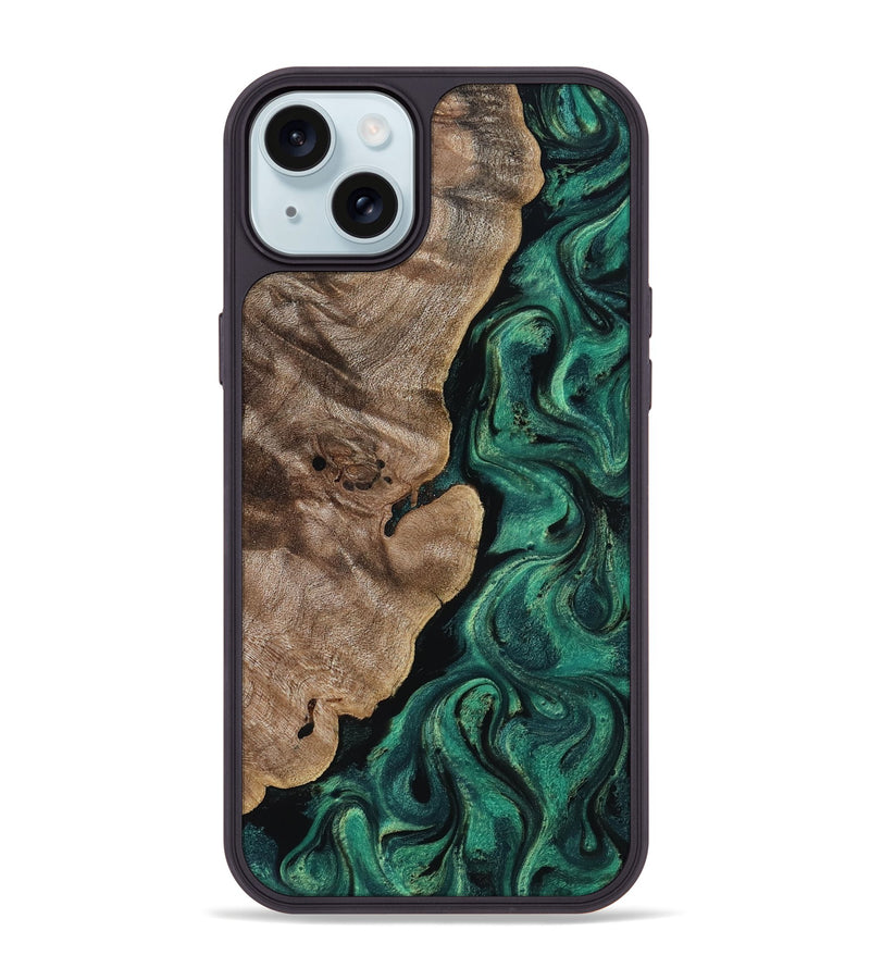 iPhone 15 Plus Wood Phone Case - Dina (Green, 818504)