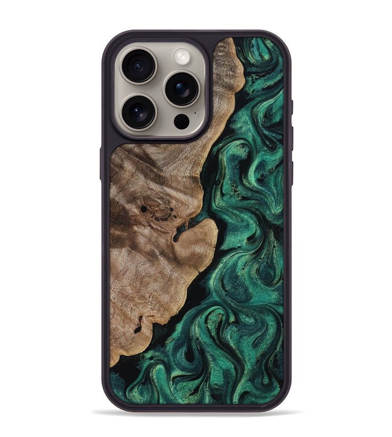 iPhone 15 Pro Max Wood Phone Case - Dina (Green, 818504)