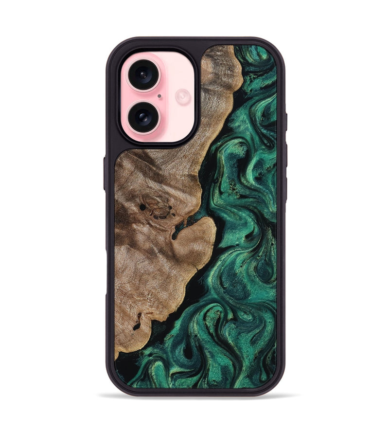 iPhone 16 Wood Phone Case - Dina (Green, 818504)