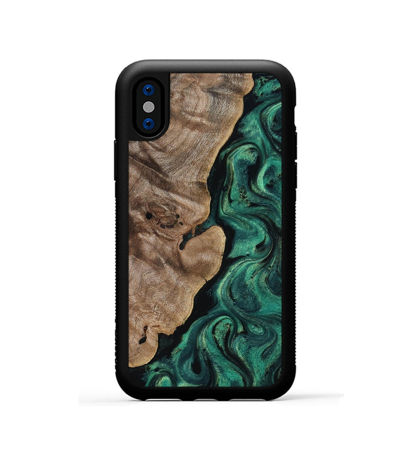 iPhone Xs Wood Phone Case - Dina (Green, 818504)