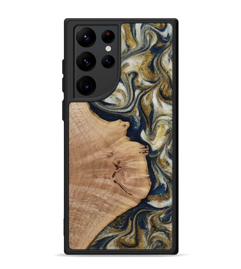 Galaxy S22 Ultra Wood Phone Case - Susan (Teal & Gold, 818507)