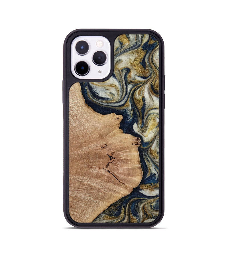 iPhone 11 Pro Wood Phone Case - Susan (Teal & Gold, 818507)