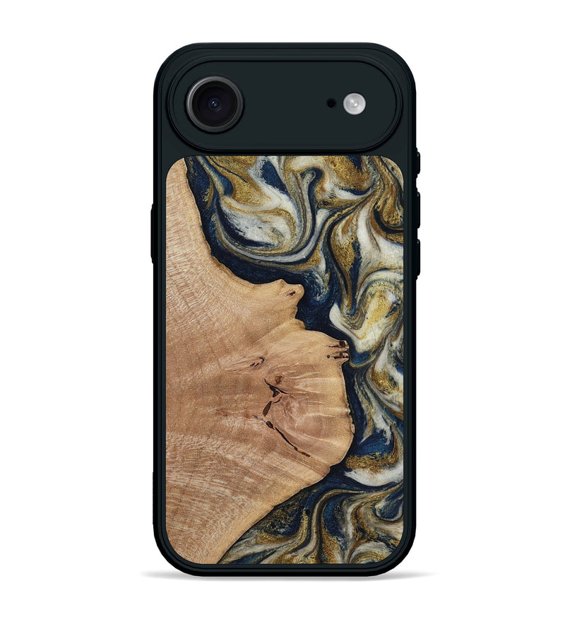 iPhone 17 Air Wood Phone Case - Susan (Teal & Gold, 818507)