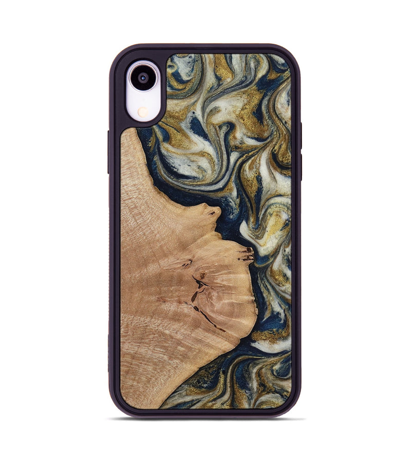 iPhone Xr Wood Phone Case - Susan (Teal & Gold, 818507)